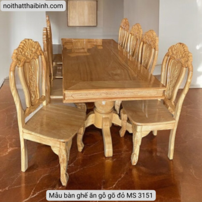 Mẫu bàn ghế ăn gỗ gõ đỏ