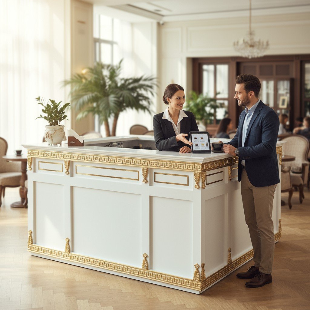 Quầy lễ tân cao cấp dát vàng