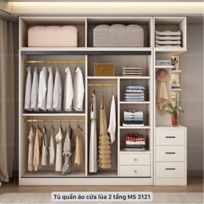 Tủ quần áo cửa lùa 2 tầng MS 3121 Tủ quần áo cửa lùa 2 tầng MS 3121