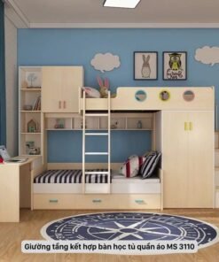Giường tầng kết hợp tủ áo và bàn học