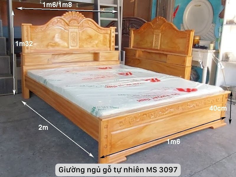Kích thước giường ngủ gỗ gõ đỏ cao cấp