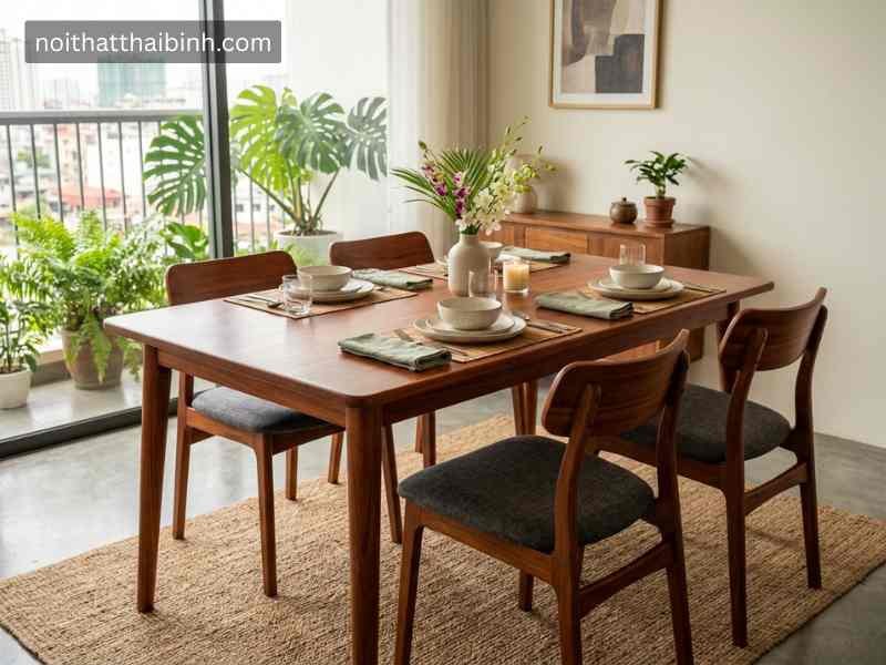 Bàn ăn 4 ghế gỗ tự nhiên