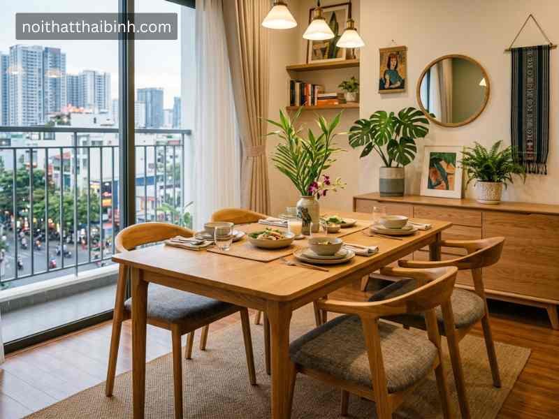 Bàn ăn 4 ghế gỗ tự nhiên