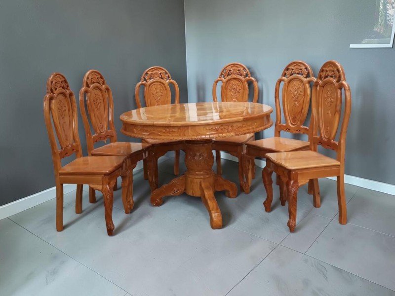 Top 10 Mẫu Bàn Ăn Đẹp Bằng Gỗ Tự Nhiên 2026 Sang Bền Đẹp Bộ bàn ăn 6 ghế gỗ tự nhiên