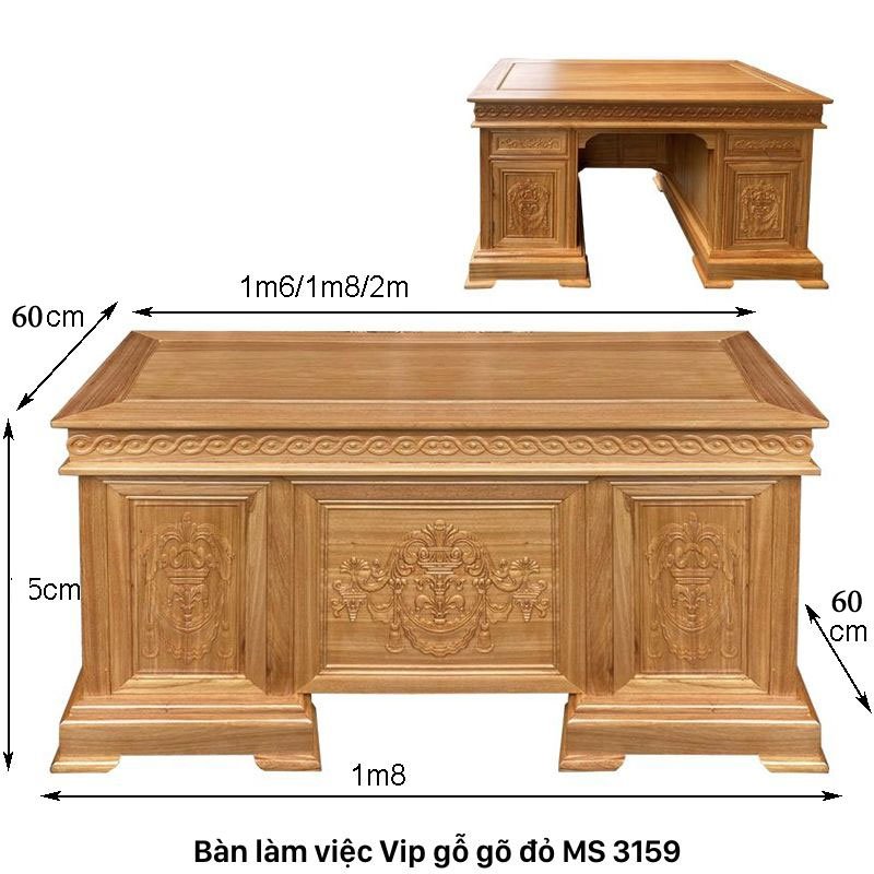 Bàn làm việc văn phòng đẹp gỗ gõ đỏ 