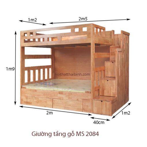 Giường tầng gỗ đẹp MS 2084 - Ảnh 2