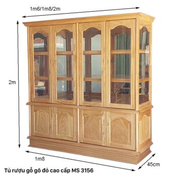 Tủ rượu đẹp bằng gỗ gõ đỏ MS 3156