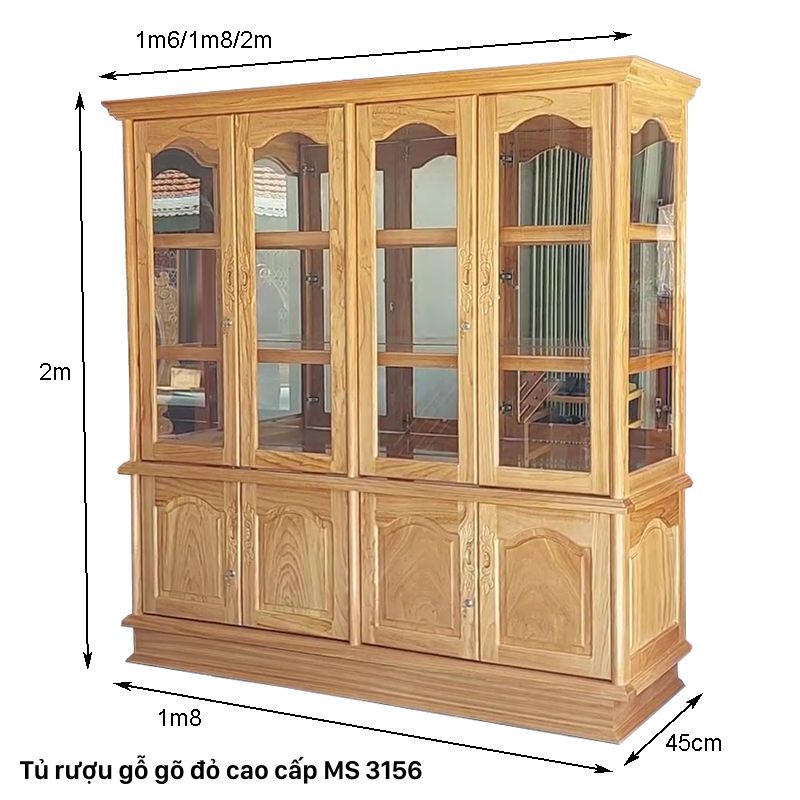 Kích thước mẫu tủ rượu đẹp bằng gỗ