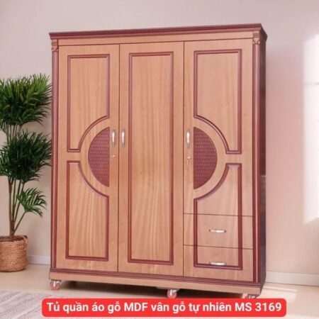 Tủ quần áo gỗ MDF vân gỗ tự nhiên MS 3169
