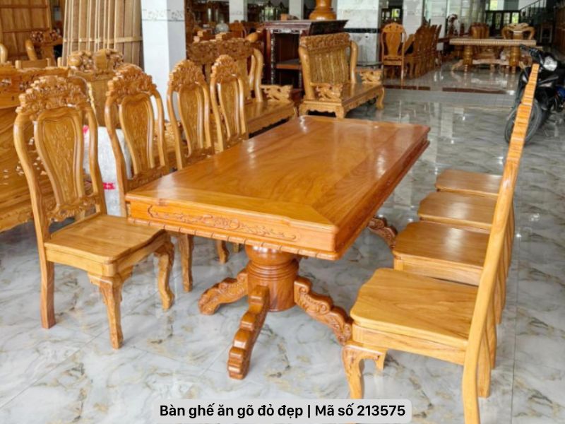 Bàn ghế ăn gõ đỏ đẹp nhất