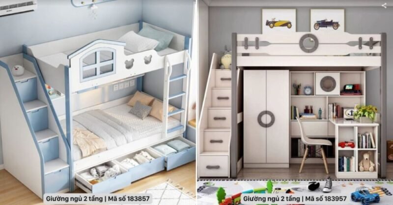 Giường ngủ 2 tầng cho bé gái Giường ngủ 2 tầng cho bé gái