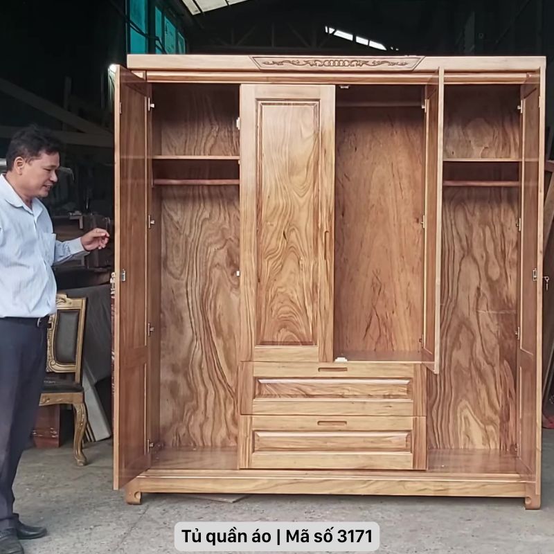 Tủ quần áo gỗ 4 cánh