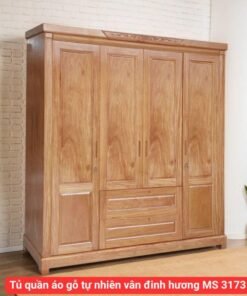 Tủ quần áo gỗ tự nhiên vân đinh hương MS 3173