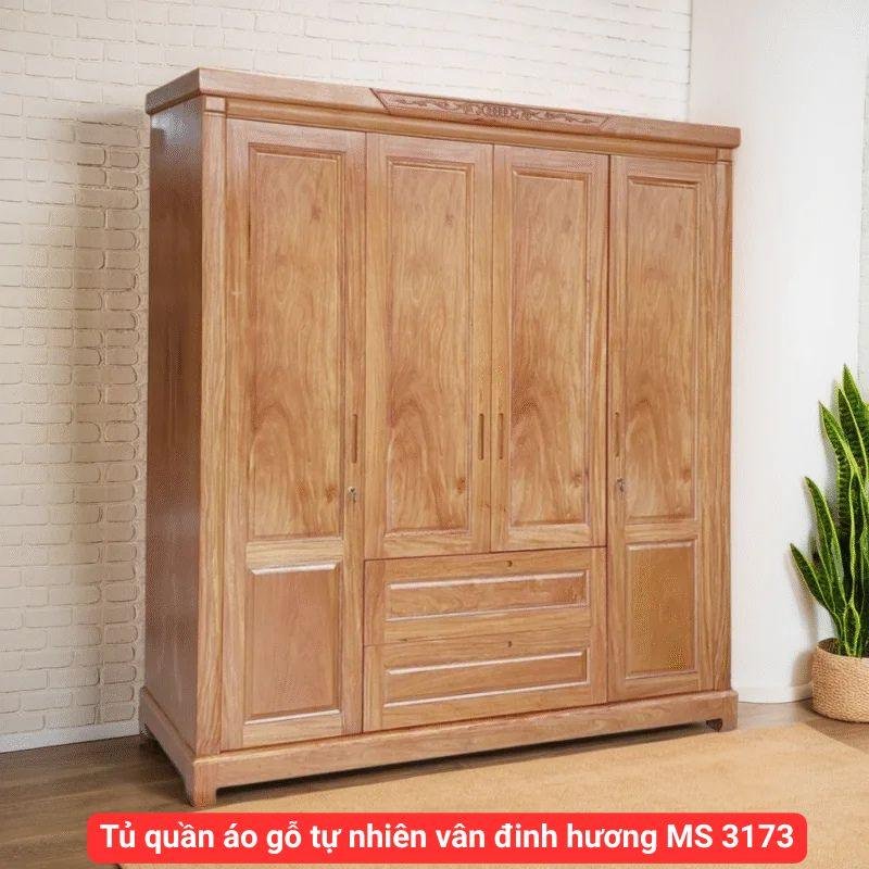 Tủ quần áo gỗ tự nhiên vân đinh hương MS 3173 1 Tủ quần áo gỗ tự nhiên vân đinh hương MS 3173