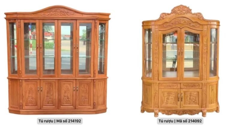 Tủ rượu gỗ tự nhiên kiểu dáng đơn giản, không gian sang trọng Tủ rượu gỗ tự nhiên kiểu dáng đơn giản