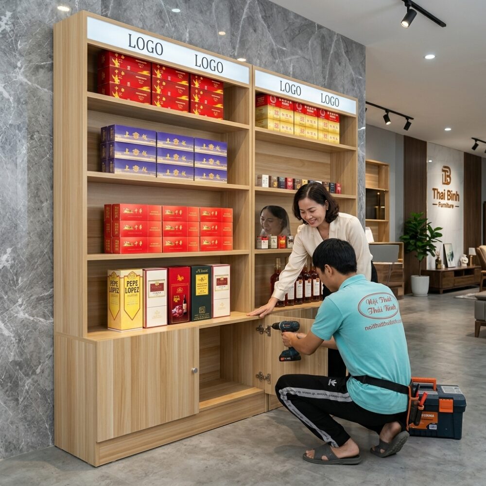 10 mẫu tủ trưng bày đẹp hiện đại và sang trọng cho mọi không gian Làm tủ trưng bày sản phẩm bằng kính cường lực 10mm cho shop mỹ phẩm