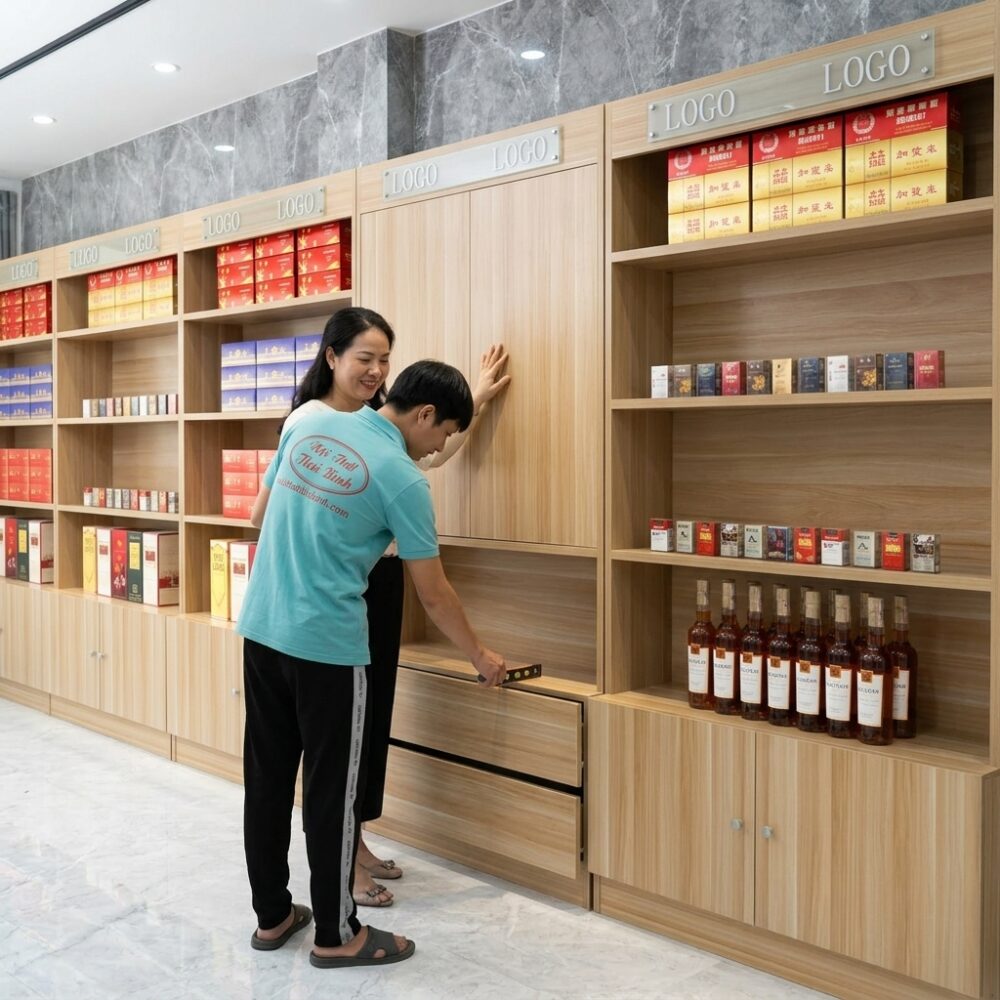10 mẫu tủ trưng bày đẹp hiện đại và sang trọng cho mọi không gian Làm tủ trưng bày sản phẩm bằng kính cường lực 10mm cho shop mỹ phẩm