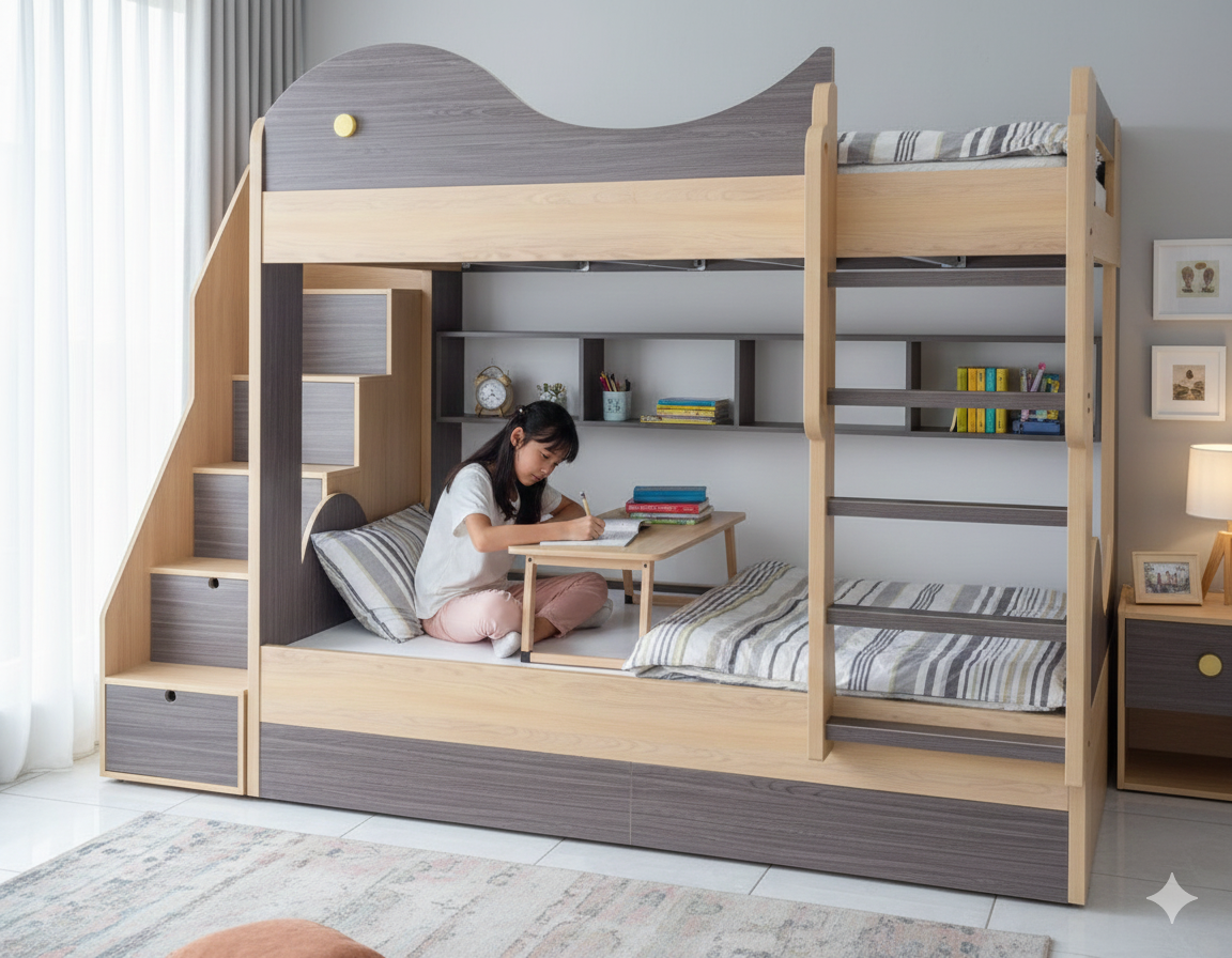 Giường tầng cho bé hình cá heo MS 3175 10 Giường tầng cho bé hình cá heo MS 3175