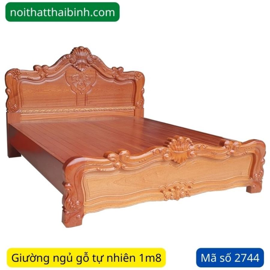 Giường gỗ tự nhiên 1m8 | gỗ lát tự nhiên