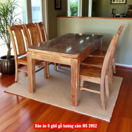 Bàn ăn 6 ghế gỗ hương xám MS 2952