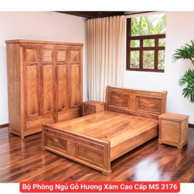 Bộ Phòng Ngủ Gỗ Hương Xám Cao Cấp MS 3176