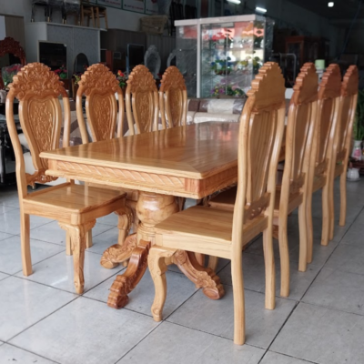 Bộ bàn ăn 8 ghế gỗ gõ đỏ MS 3197 Bộ bàn ăn 8 ghế gỗ gõ đỏ