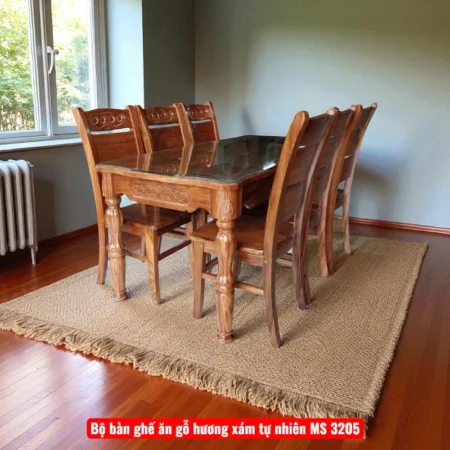 Bộ bàn ghế ăn gỗ hương xám tự nhiên MS 3205