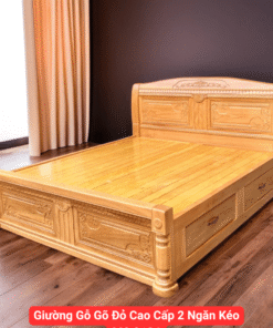 Giường Gỗ Gõ Đỏ Cao Cấp 2 Ngăn Kéo MS 3184
