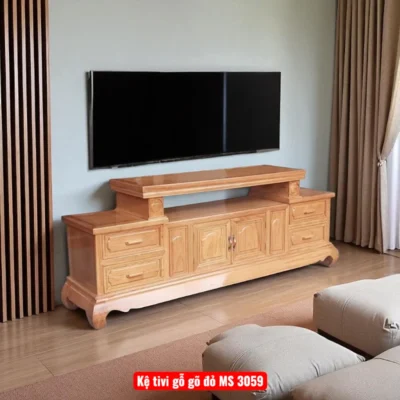Kệ tivi gỗ gõ đỏ MS 3059