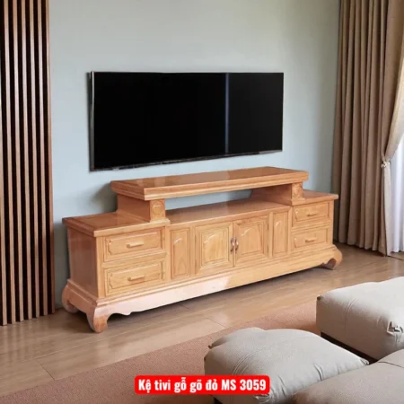 Kệ tivi gỗ gõ đỏ MS 3059