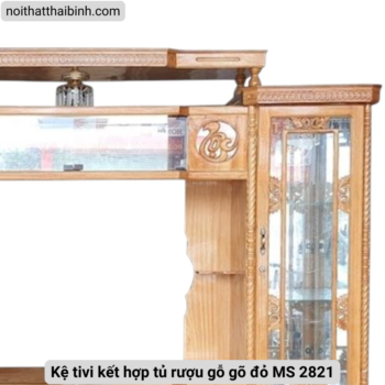 Kệ tivi kết hợp tủ rượu gỗ gõ đỏ MS 2821
