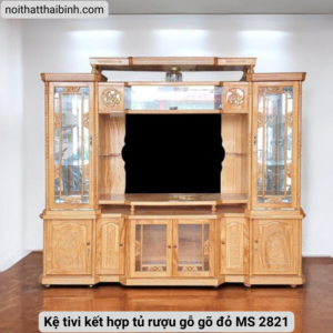 Kệ tivi kết hợp tủ rượu gỗ gõ đỏ MS 2821 Kệ tivi kết hợp tủ rượu gỗ gõ đỏ MS 2821