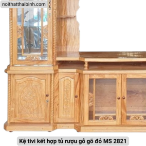 Kệ tivi kết hợp tủ rượu gỗ gõ đỏ MS 2821 Kệ tivi kết hợp tủ rượu gỗ gõ đỏ MS 2821
