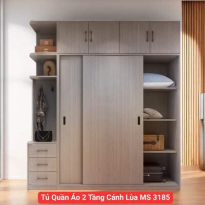 Tủ Quần Áo 2 Tầng Cánh Lùa MS 3185