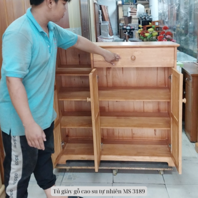 Tủ giày gỗ cao su tự nhiên MS 3189