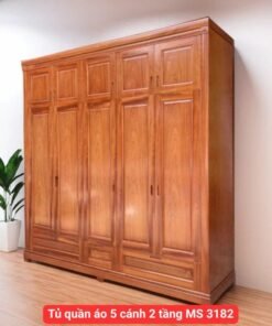 Tủ quần áo 5 cánh 2 tầng MS 3182