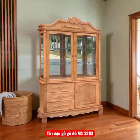 Tủ rượu gỗ gõ đỏ MS 3203
