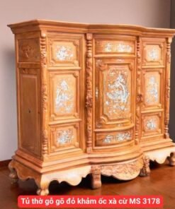 Tủ thờ gỗ gõ đỏ khảm ốc xà cừ MS 3178