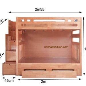 Giường tầng gỗ tự nhiên MS 1635 9 Giường tầng gỗ tự nhiên đẹp