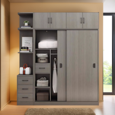 Tủ Áo 2 Tầng cửa lùa có kệ trang trí MS 3196 Tủ Áo 2 Tầng cửa lùa có kệ trang trí
