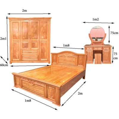 Trọn bộ phòng ngủ gỗ đinh hương MS 3214 Trọn bộ phòng ngủ hiện đại