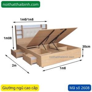 Giường ngủ vạt nâng cao MS 2608 11 kich thuoc giuong ngu 2608