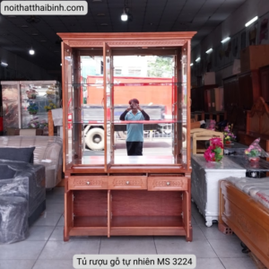 Tủ rượu phòng khách gỗ tự nhiên MS 3224 Mẫu tủ rượu