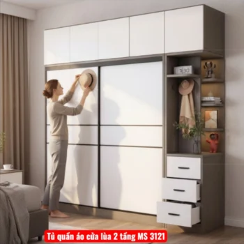 Tủ quần áo cửa lùa 2 tầng MS 3121