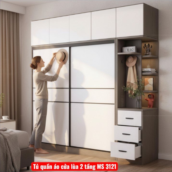 Tủ quần áo cửa lùa 2 tầng MS 3121 1 Tủ quần áo cửa lùa 2 tầng MS 3121