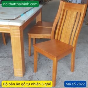 Bộ bàn ăn gỗ mặt đá 6 ghế MS 2822 8 bo ban an go 2822 3