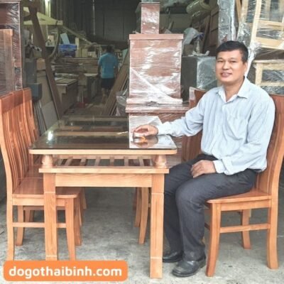Bộ bàn ăn gỗ xoan đào 6 ghế MS 2433 Bộ bàn ăn gỗ xoan đào 6 ghế MS 2433