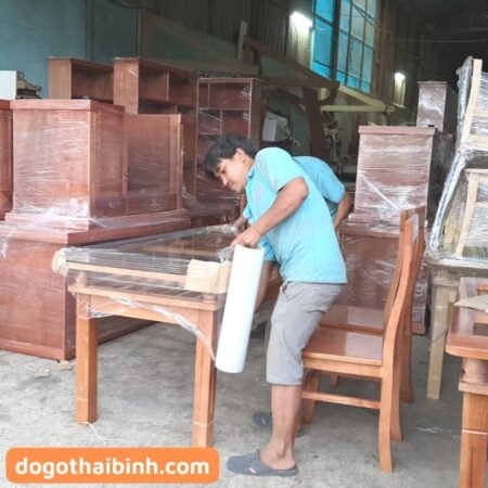 Bộ bàn ăn gỗ xoan đào 6 ghế MS 2433