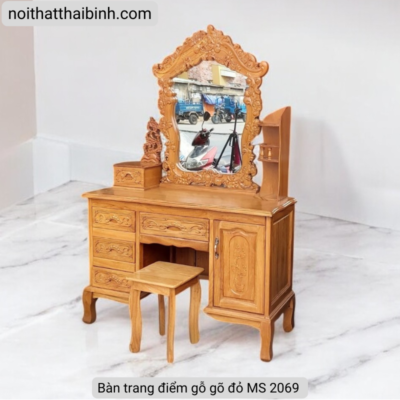 Bàn trang điểm gỗ gõ đỏ MS 2069