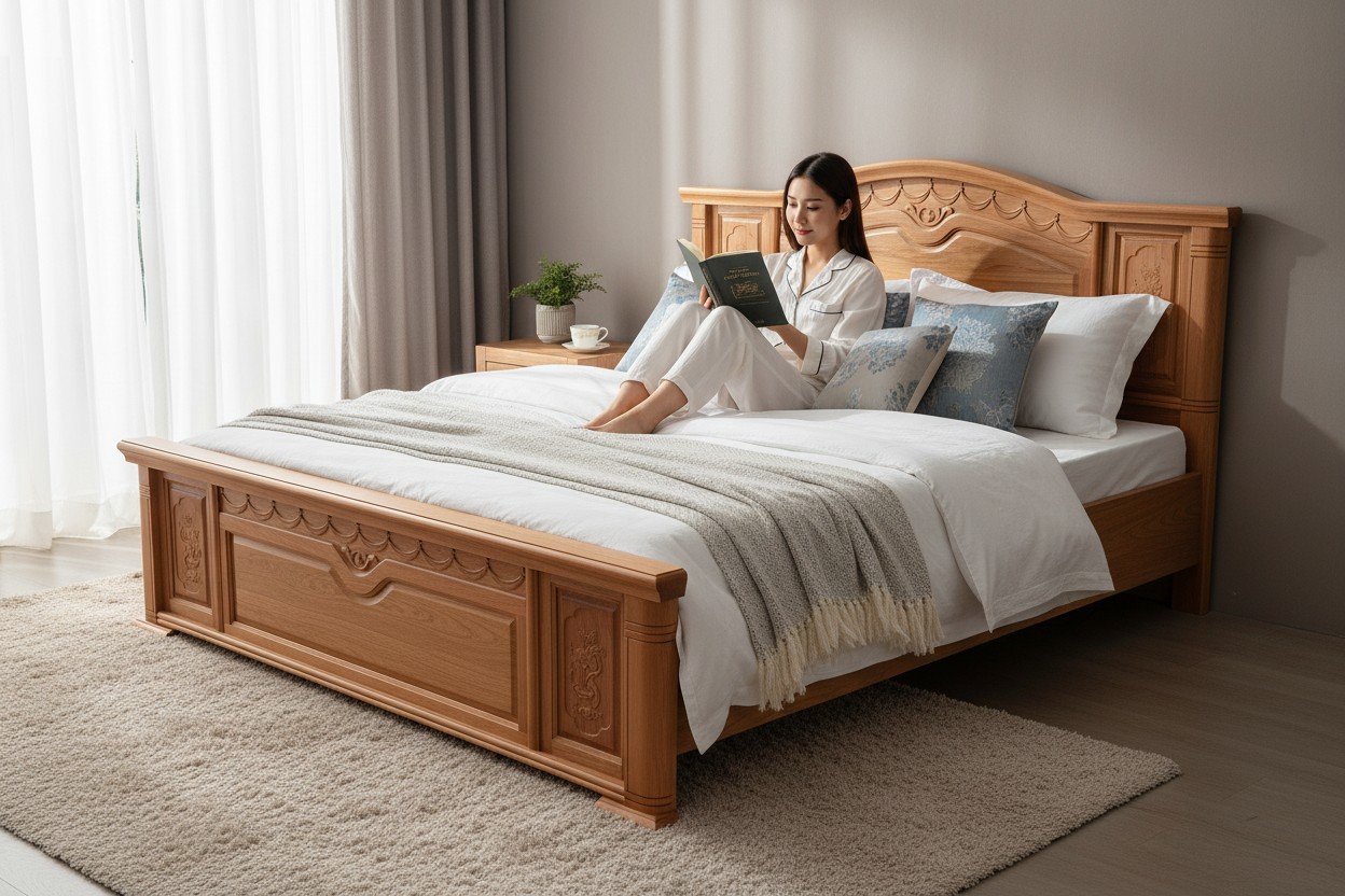 Giường Gỗ Tự Nhiên - Lựa Chọn Hoàn Hảo Cho Phòng Ngủ Sang Trọng 2025 40 Giường ngủ gỗ tự nhiên